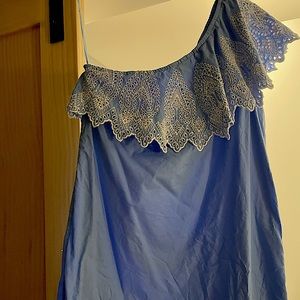 One shoulder embroidered mini dress. Large. EUC. Smoke free home.